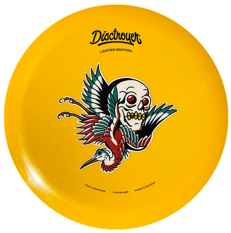 Disctroyer A-Hard Stork / Toonekurg FD-8 Fairway Driver with Colored Tattoo - Limited Edition Stamp - Speed 8