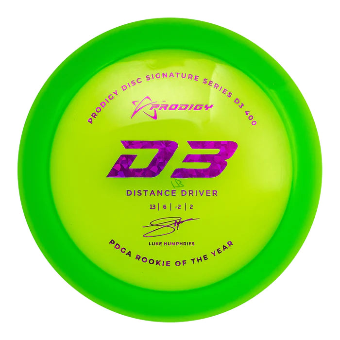Prodigy 400 D3 Distance Driver with 2022 Signature Series Luke Humphries - PDGA Rookie of the Year Stamp - Speed 12