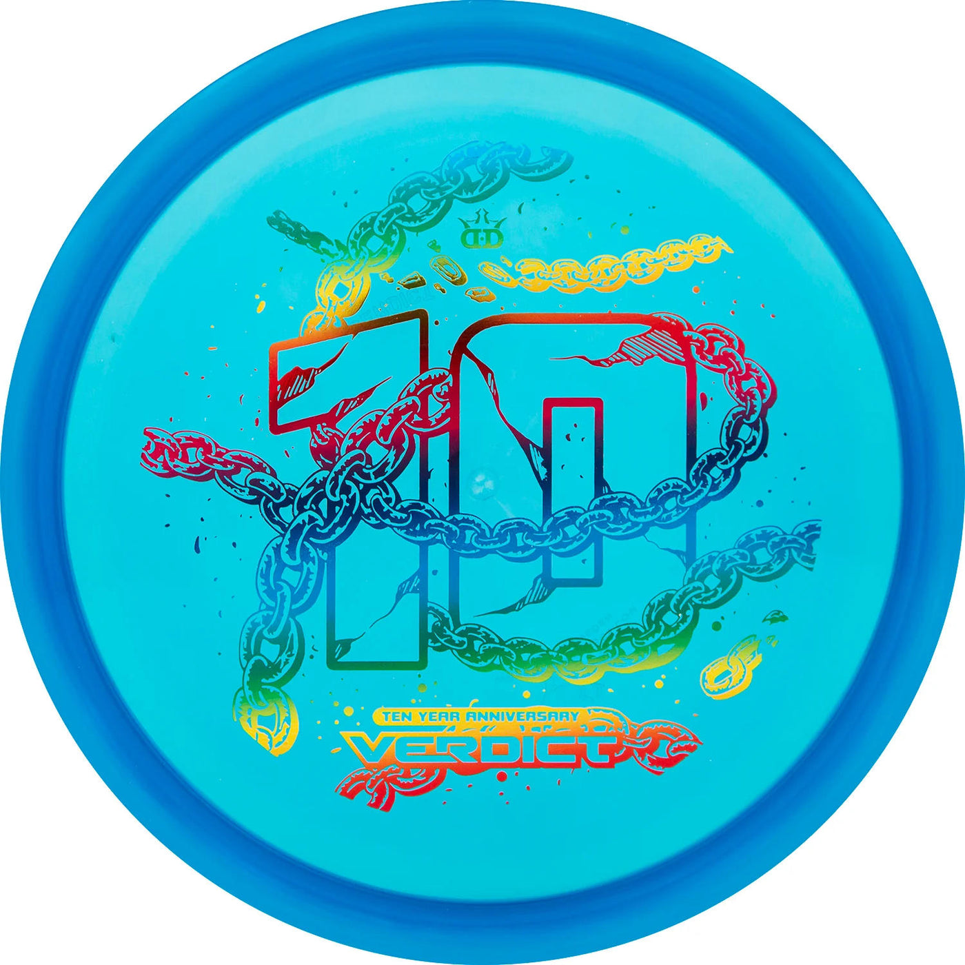 Dynamic Discs Lucid Ice Verdict Midrange with Ten Year Anniversary Edition Breaking Chains Stamp - Speed 5