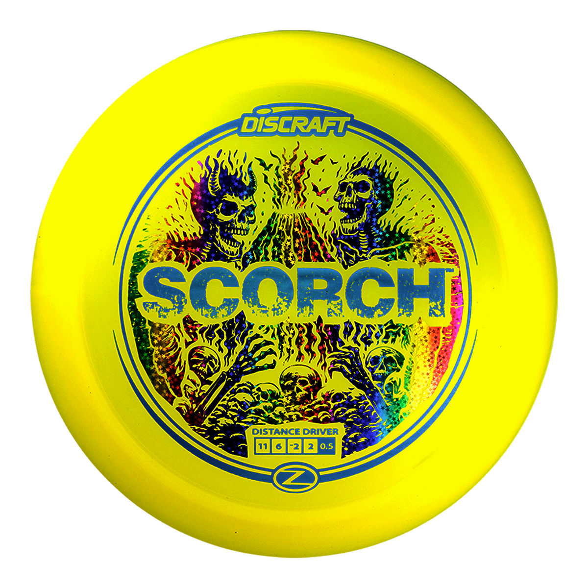 Discraft Elite Z Scorch Distance Driver with Volcanic Skeletons Double Foil Stamp - Speed 11