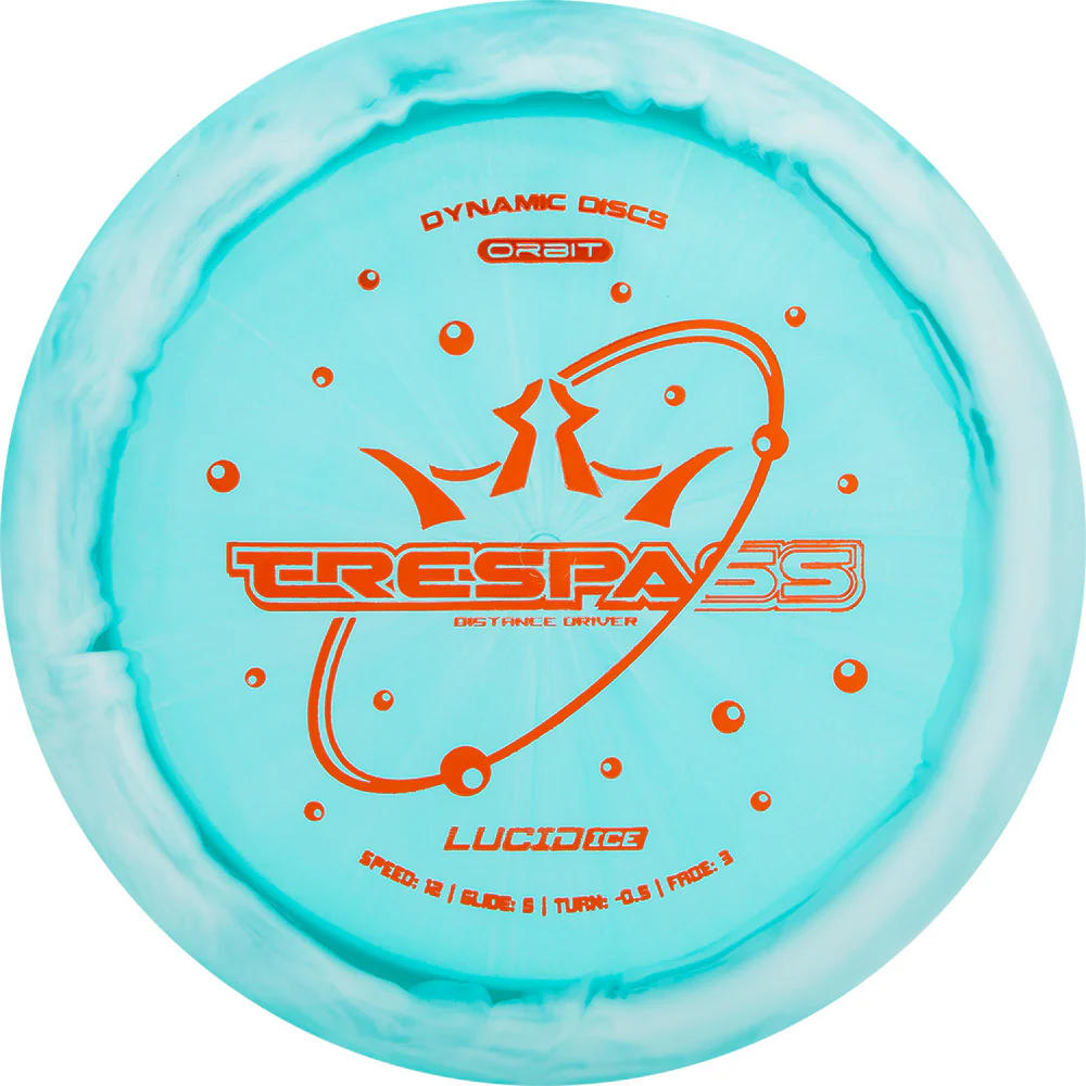 Dynamic Discs Lucid Ice Orbit Trespass Distance Driver with Bubbles Stock Stamp - Speed 12