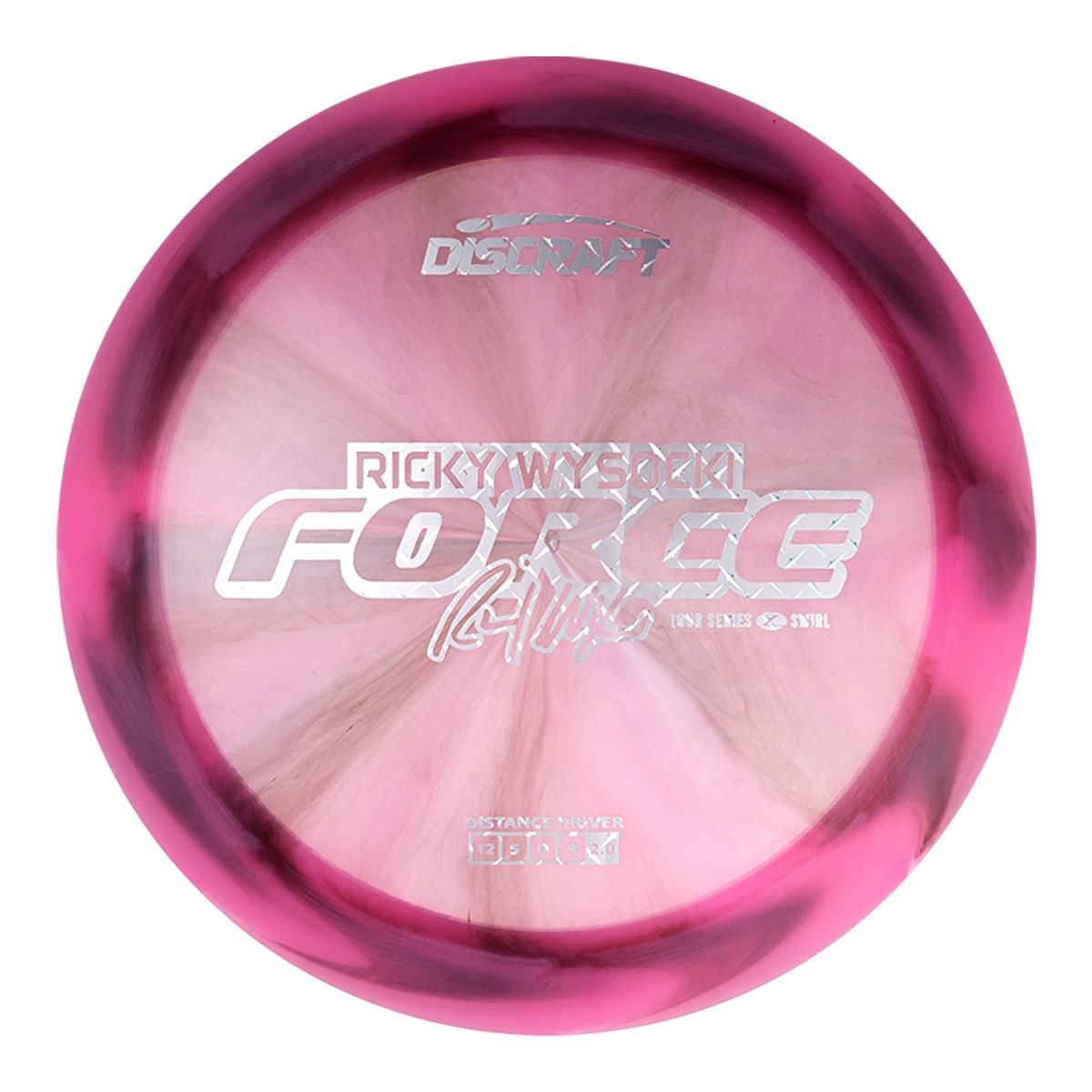 Discraft Elite Z Swirl Force Distance Driver with Ricky Wysocki 2025 Tour Series Stamp - Speed 12
