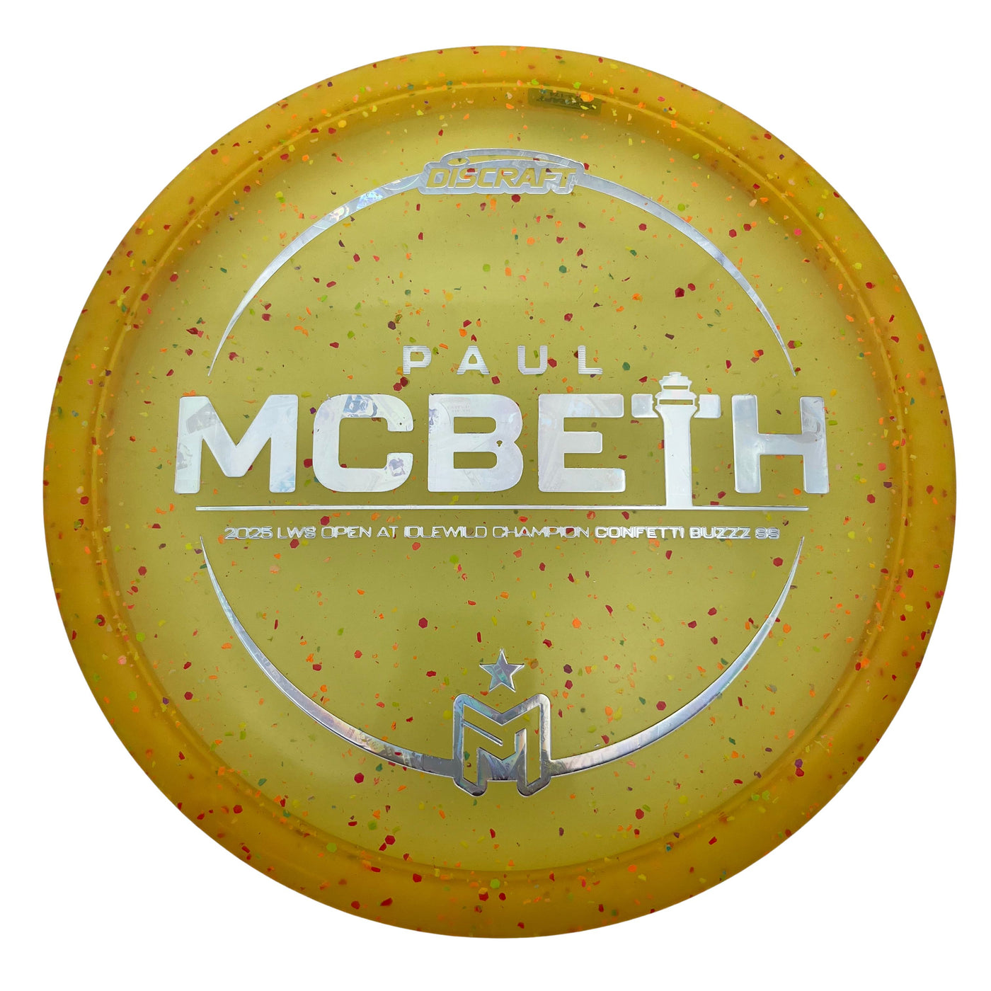 Discraft Elite Z Confetti BuzzzSS Midrange with Paul McBeth 2025 LWS Open At Idlewild Champion - Victory Edition Stamp - Speed 5