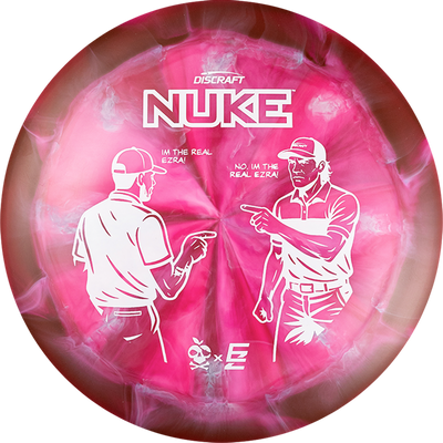 Discraft ESP Swirl Nuke Distance Driver with Ezra vs Ezra - I'm the Real Ezra Stamp - Speed 13