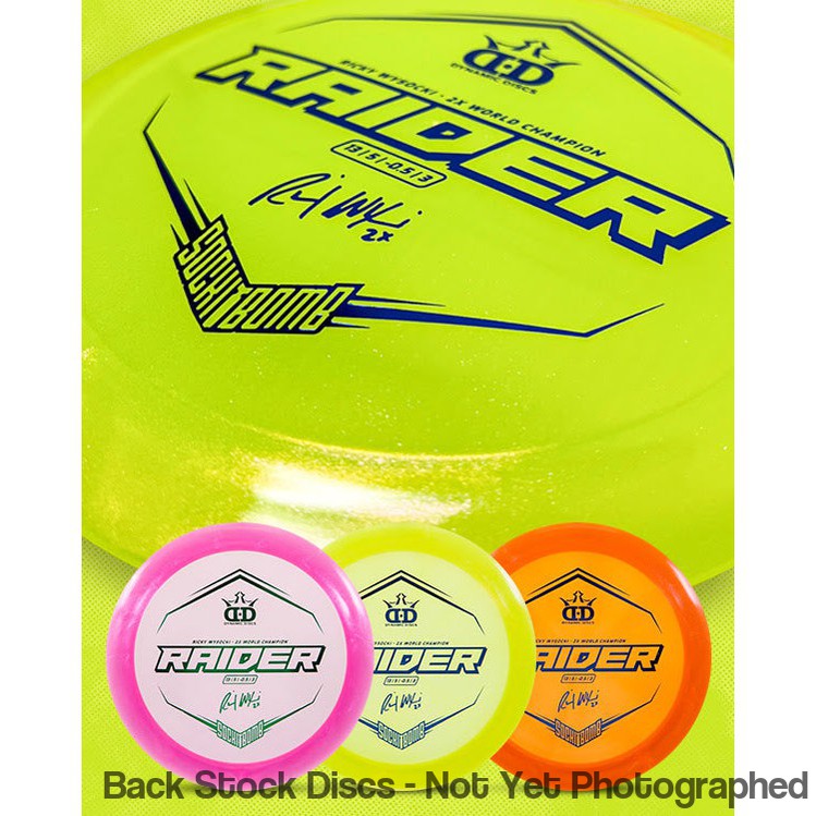 Dynamic Discs Lucid Ice Glimmer Raider with Ricky Wysocki - 2X World Champion - SockiBomb Stamp