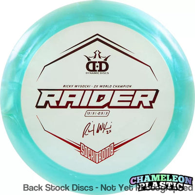 Dynamic Discs Lucid-X Chameleon Glimmer Raider with Ricky Wysocki - 2X World Champion - SockiBomb Stamp