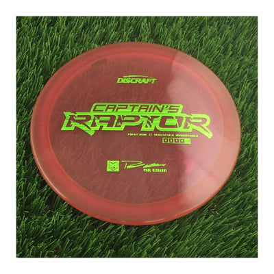 Discraft Special Blend Z Captain's Raptor with First Run // Modified Overstable - Paul Ulibarri Stamp - 174g - Translucent Dark Red
