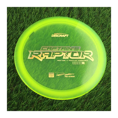 Discraft Special Blend Z Captain's Raptor with First Run // Modified Overstable - Paul Ulibarri Stamp - 174g - Translucent Yellow