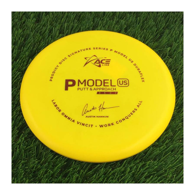 Prodigy Ace Line DuraFlex P Model US with 2022 Signature Series Austin Hannum Labor Omnia Vincit - Work Conquers All Stamp - 174g - Solid Yellow