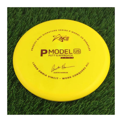 Prodigy Ace Line DuraFlex P Model US with 2022 Signature Series Austin Hannum Labor Omnia Vincit - Work Conquers All Stamp - 173g - Solid Yellow