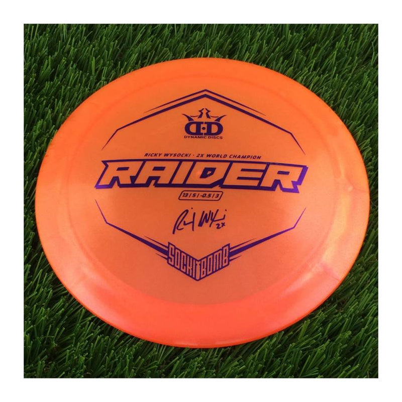 Dynamic Discs Lucid Ice Glimmer Raider with Ricky Wysocki - 2X World Champion - SockiBomb Stamp - 176g - Translucent Orange