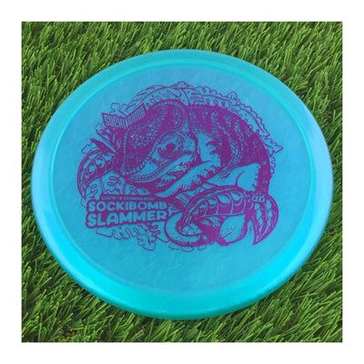 Dynamic Discs Lucid-X Chameleon Glimmer SockiBomb Slammer with Ricky Wysocki Lizard Team Series 2023 Stamp - 175g - Translucent Blue