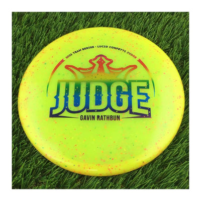 Dynamic Discs Lucid Confetti Judge with Gavin Rathbun Big Judge Team Series 2023 Stamp - 173g - Translucent Yellow