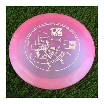 Dynamic Discs Lucid Ice Chameleon Raider with DZDiscs 2023 Spring Fling - Longview DGC - Ozawkie, KS Stamp - 175g - Translucent Pink