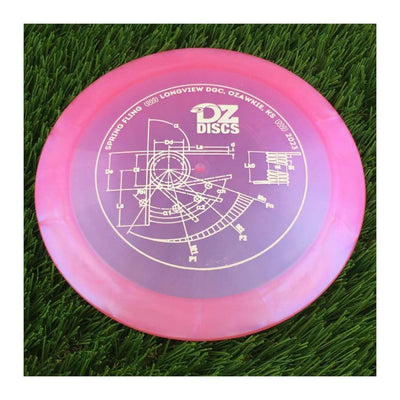 Dynamic Discs Lucid Ice Chameleon Raider with DZDiscs 2023 Spring Fling - Longview DGC - Ozawkie, KS Stamp - 176g - Translucent Pink