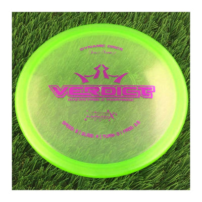 Dynamic Discs Lucid-X Glimmer Verdict with Chris Clemons Signature Team Series 2023 Stamp - 174g - Translucent Lime Green