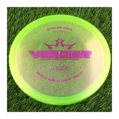 Dynamic Discs Lucid-X Glimmer Verdict with Chris Clemons Signature Team Series 2023 Stamp - 176g - Translucent Lime Green