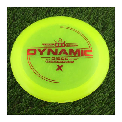 Dynamic Discs Lucid Ice Trespass with Ten-Year Anniversary 2012-2022 Stamp - 175g - Translucent Neon Yellow