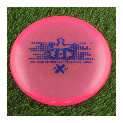 Dynamic Discs Lucid Ice Judge with Ten-Year Anniversary 2012-2022 Stamp - 173g - Translucent Pink