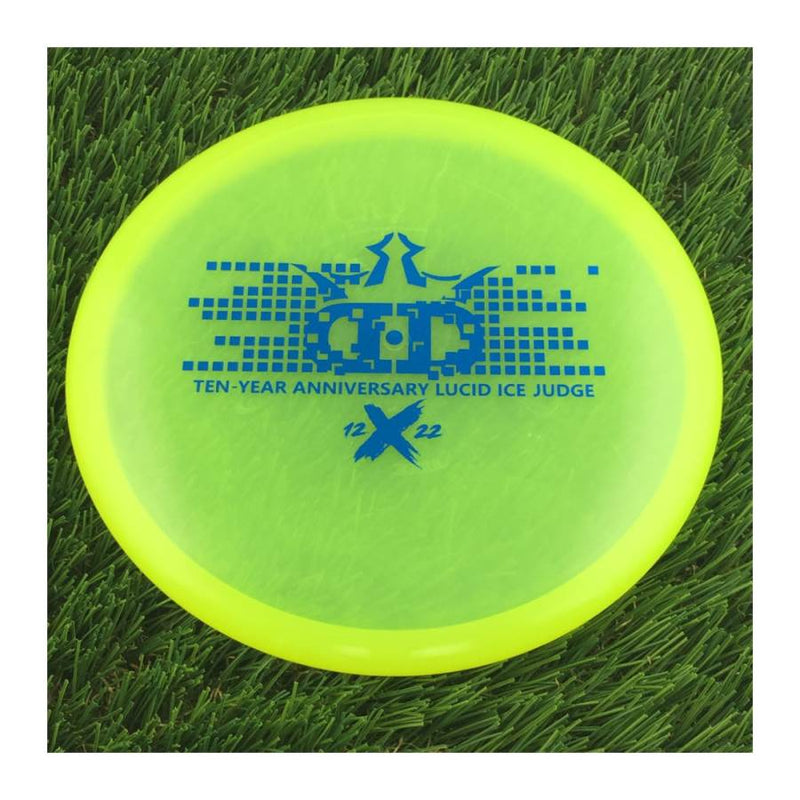 Dynamic Discs Lucid Ice Judge with Ten-Year Anniversary 2012-2022 Stamp - 173g - Translucent Yellow