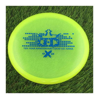 Dynamic Discs Lucid Ice Judge with Ten-Year Anniversary 2012-2022 Stamp - 176g - Translucent Yellow