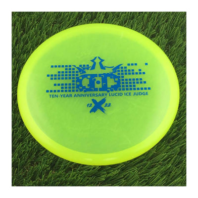 Dynamic Discs Lucid Ice Judge with Ten-Year Anniversary 2012-2022 Stamp - 175g - Translucent Yellow