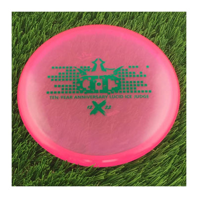 Dynamic Discs Lucid Ice Judge with Ten-Year Anniversary 2012-2022 Stamp - 174g - Translucent Pink