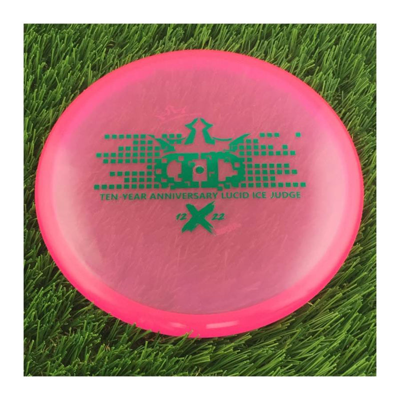 Dynamic Discs Lucid Ice Judge with Ten-Year Anniversary 2012-2022 Stamp - 174g - Translucent Pink