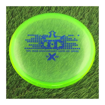 Dynamic Discs Lucid Ice Judge with Ten-Year Anniversary 2012-2022 Stamp - 172g - Translucent Green