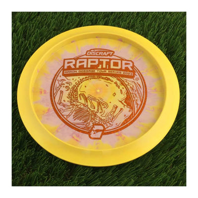 Discraft ESP Swirl Raptor with Aaron Gossage Tour Series 2023 Stamp - 172g - Solid Orangish Yellow