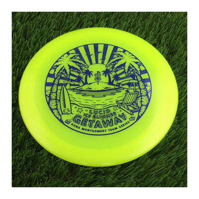 Dynamic Discs Lucid Ice Glimmer Getaway with Kona Montgomery 2023 Team Series Stamp - 172g - Translucent Yellow