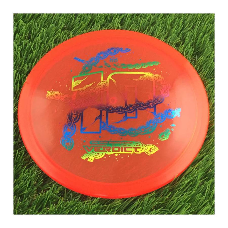 Dynamic Discs Lucid Ice Verdict with Ten Year Anniversary Edition Breaking Chains Stamp - 174g - Translucent Red