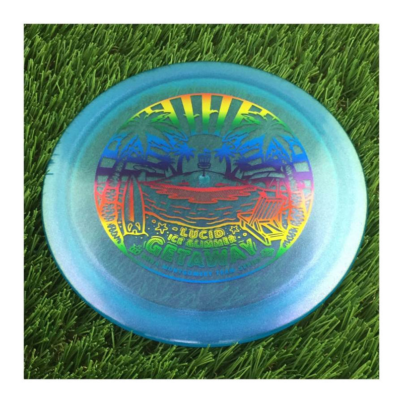 Dynamic Discs Lucid Ice Glimmer Getaway with Kona Montgomery 2023 Team Series Stamp - 173g - Translucent Blue