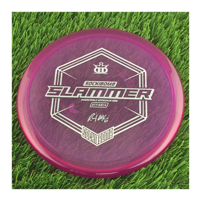 Dynamic Discs Lucid Ice SockiBomb Slammer with Ricky Wysocki - 2X World Champion - SockiBomb Stamp - 174g - Translucent Purple