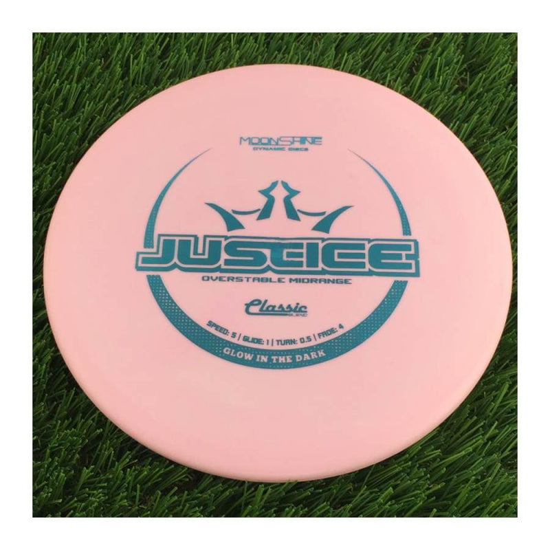 Dynamic Discs Classic Blend Moonshine Glow Justice with Glow in the Dark Stamp - 176g - Solid Pink