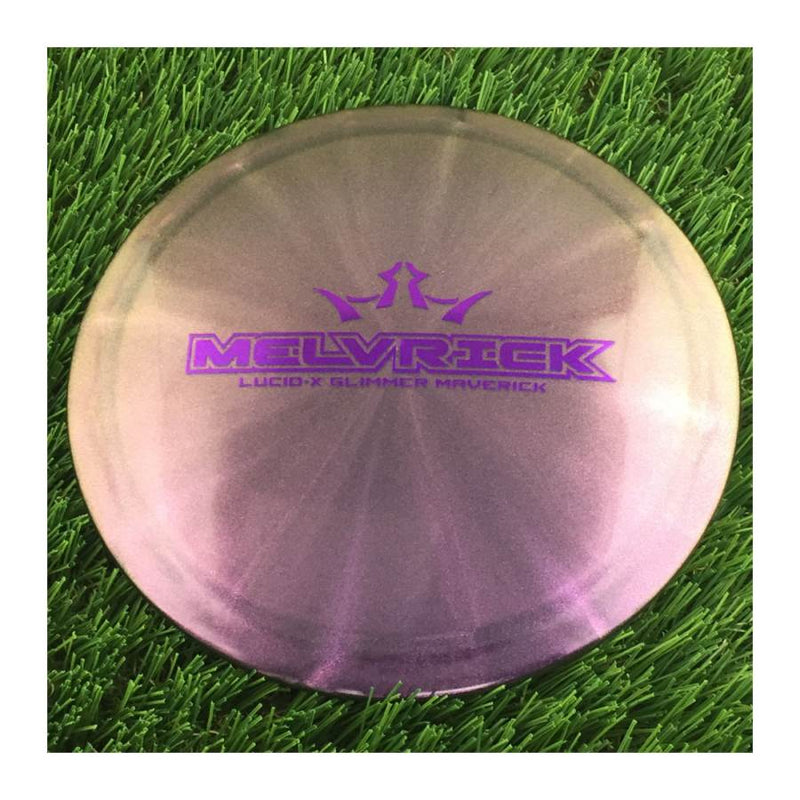 Dynamic Discs Lucid-X Chameleon Glimmer Maverick with MELVRICK Big Bar 2020 Team Series Fundraiser V2 Stamp - 173g - Translucent Purple
