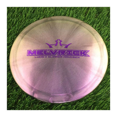 Dynamic Discs Lucid-X Chameleon Glimmer Maverick with MELVRICK Big Bar 2020 Team Series Fundraiser V2 Stamp - 174g - Translucent Purple