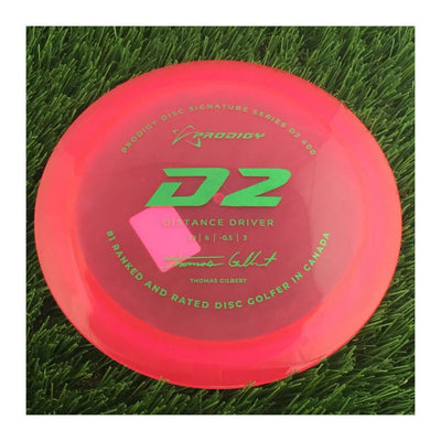 Prodigy 400 D2 with #1 Ranked and Rated Disc Golfer In Canada - Thomas Gilbert Signature Stamp - 175g - Translucent Pink