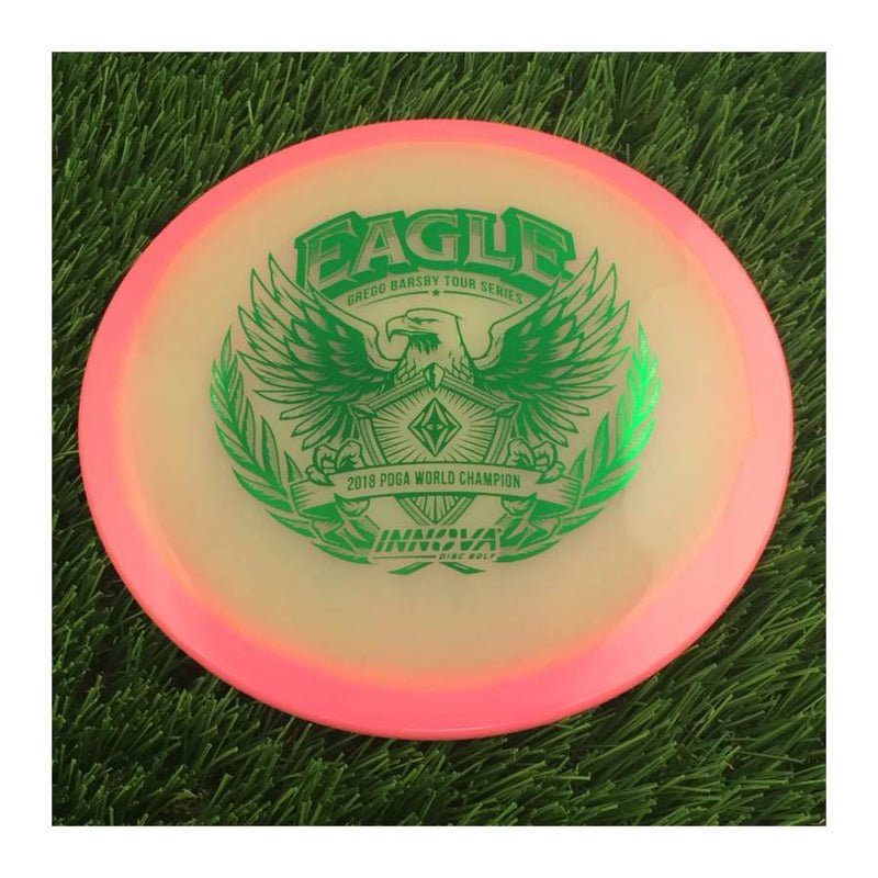 Innova Proto Glow Halo Champion Eagle with Gregg Barsby - 2018 World Champion -  Tour Series 2024 Stamp - 175g - Translucent Pink