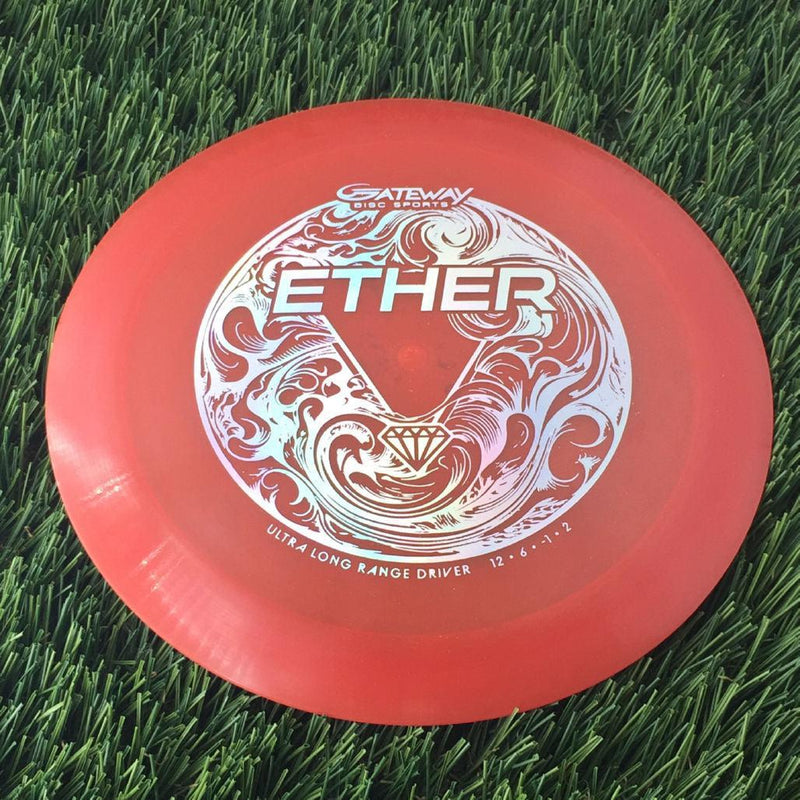 Gateway Diamond Ether with Swirly Waves Stamp - 173g - Translucent Muted Red
