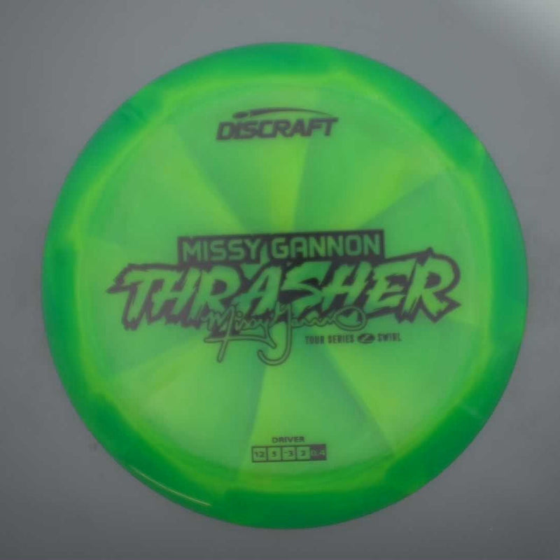 Discraft Elite Z Swirl Thrasher with Missy Gannon 2025 Tour Series Stamp- 175.8 Green