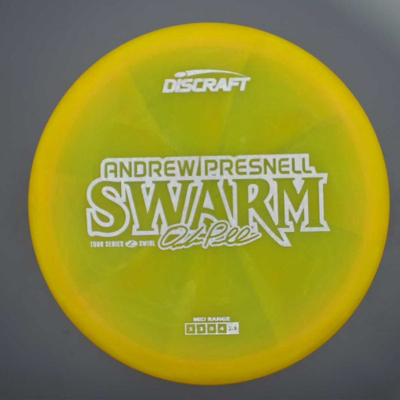 Discraft Elite Z Swirl Swarm with Andrew Presnell 2025 Tour Series Stamp- 177.7 Yellow