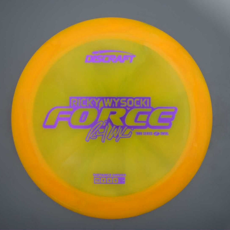 Discraft Elite Z Swirl Force with Ricky Wysocki 2025 Tour Series Stamp- 176.4 Yellow