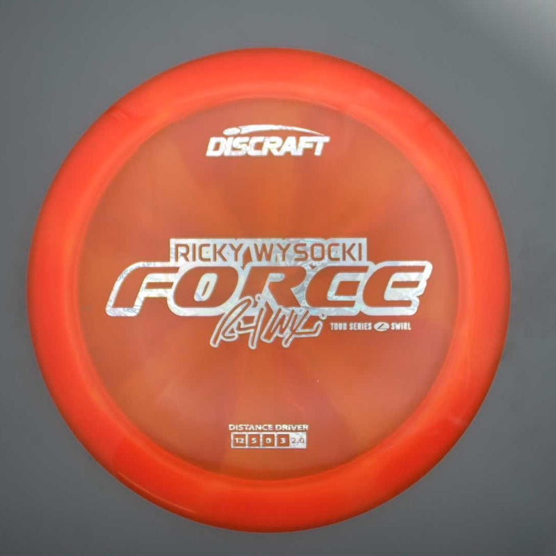 Discraft Elite Z Swirl Force with Ricky Wysocki 2025 Tour Series Stamp- 175.5 Orange