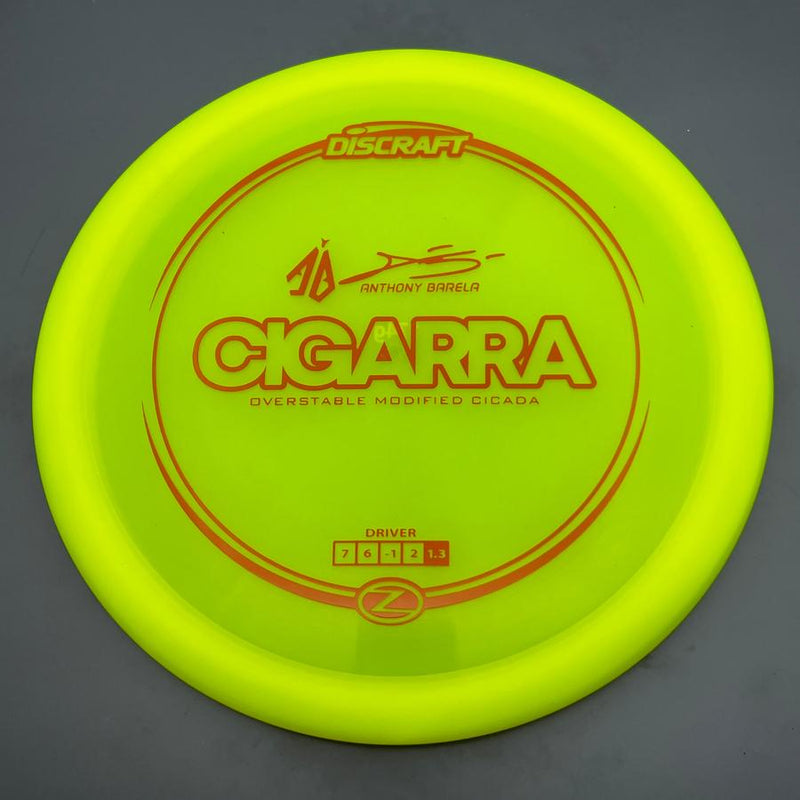 Discraft Elite Z Cigarra with Anthony Barela Signature - AB Stamp- 177.2 Yellow