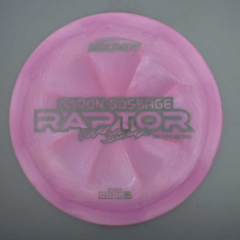 Discraft Elite Z Swirl Raptor with Aaron Gossage 2025 Tour Series Stamp- 174.8 Pink