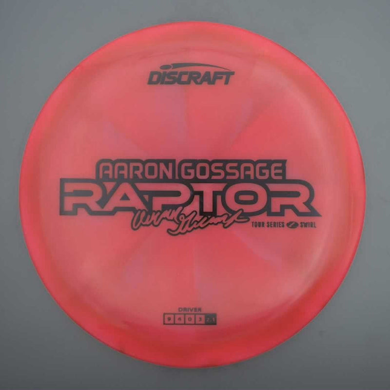 Discraft Elite Z Swirl Raptor with Aaron Gossage 2025 Tour Series Stamp- 175.4 Red