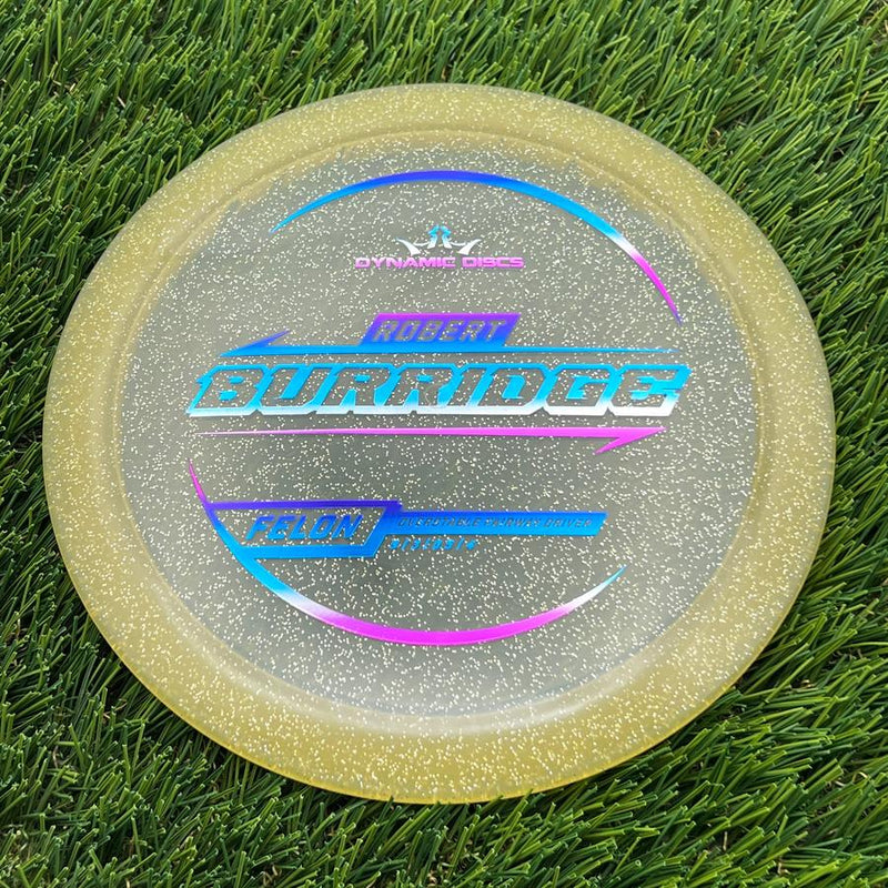 Dynamic Discs Lucid Gold Metal Flake Felon with Robert Burridge 2025 Signature Mold Stamp- 172.5 Gold