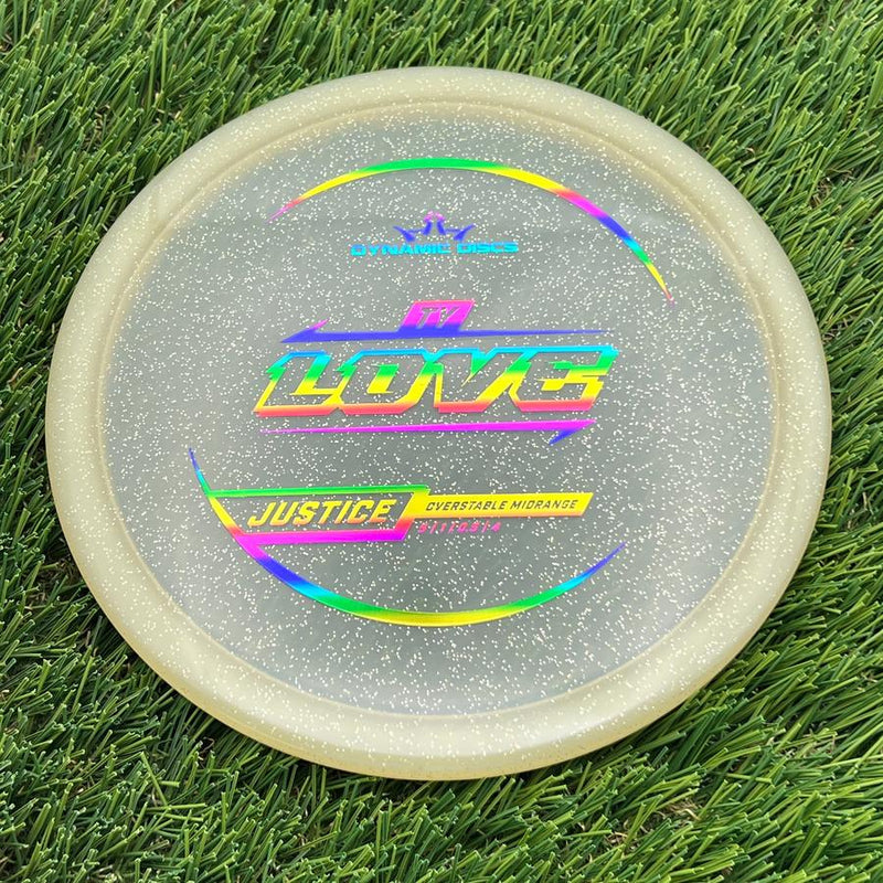 Dynamic Discs Lucid Gold Metal Flake Justice with Ty Love 2025 Signature Mold Stamp- 174.7 Gold