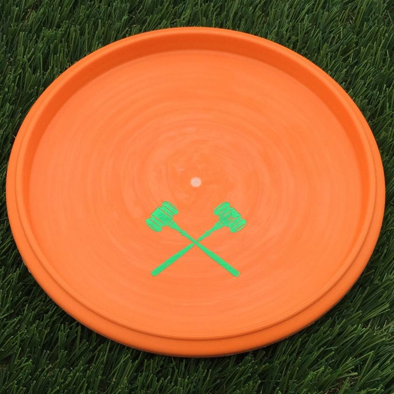 Dynamic Discs Classic Swirl Judge with Judgement Day Bottom Stamped Crossed Gavels Stamp- 173.83 Orange